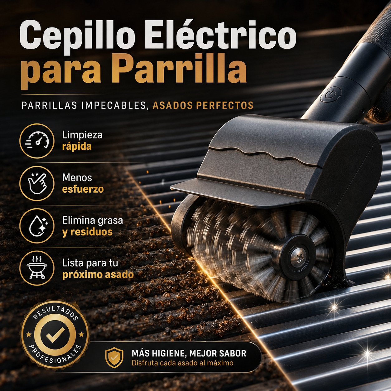 GrillClean Pro™ – Cepillo Eléctrico para Parrilla + 12 Guantes