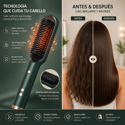 HairGlow™ Cepillo Alisador Profesional Anti-Frizz