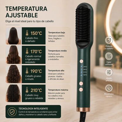 HairGlow™ Cepillo Alisador Profesional Anti-Frizz