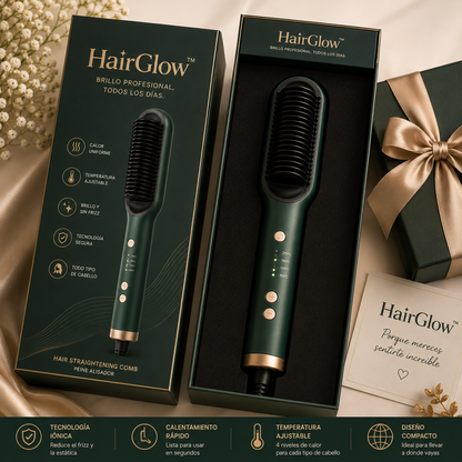 HairGlow™ Cepillo Alisador Profesional Anti-Frizz