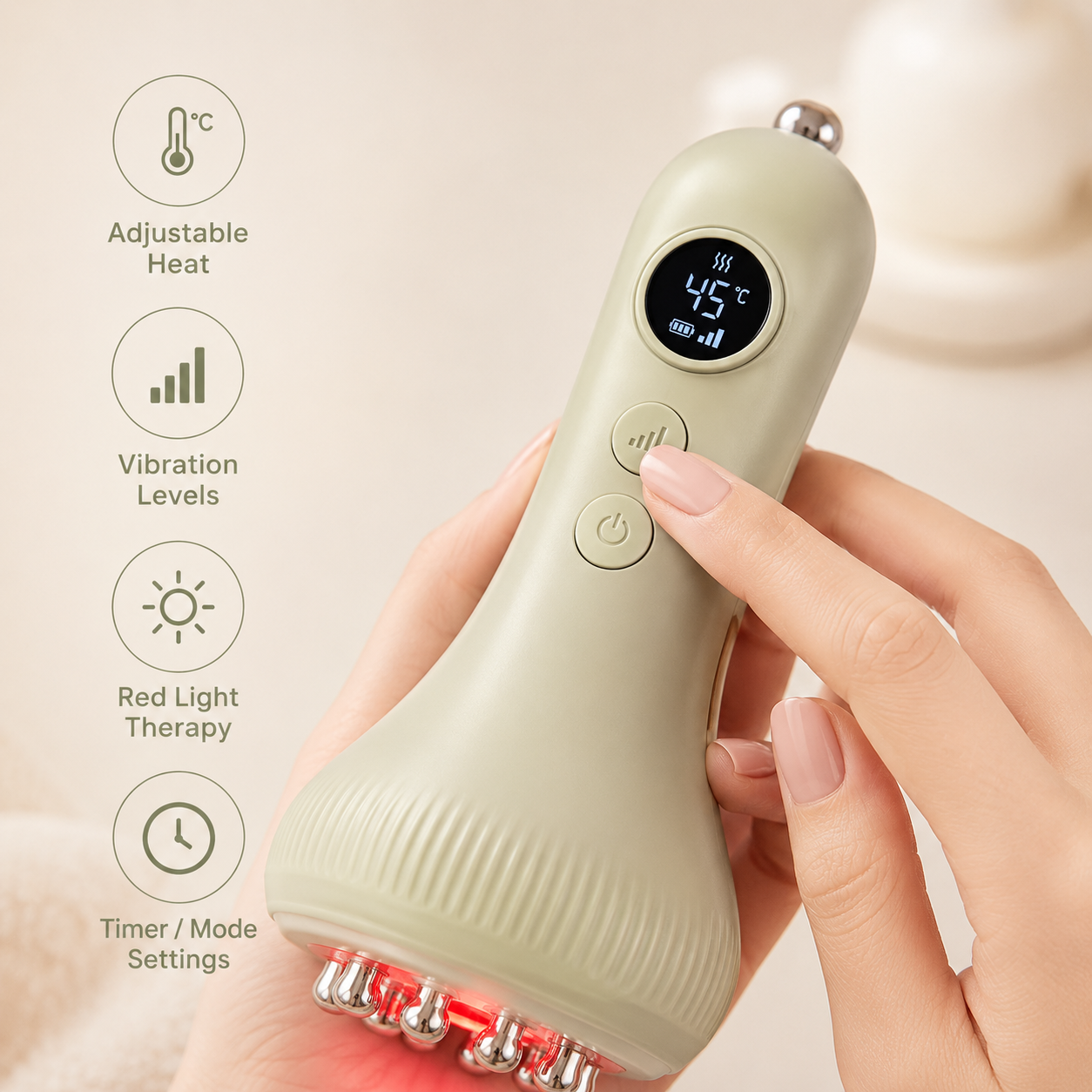 LumiPulse™ – Masajeador Eléctrico con Luz Roja