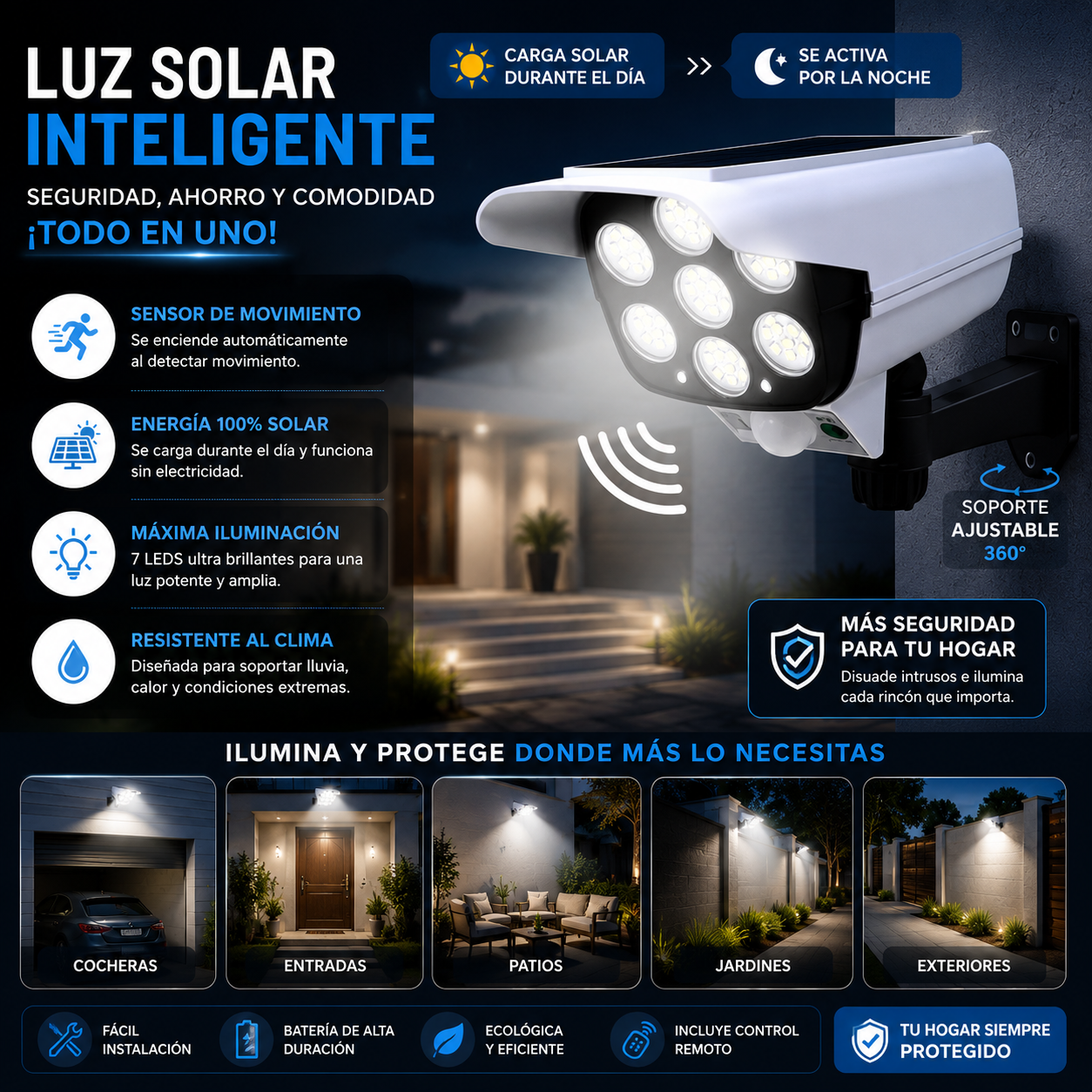 SolarGuard 360™ – Luz Solar con Sensor de Movimiento