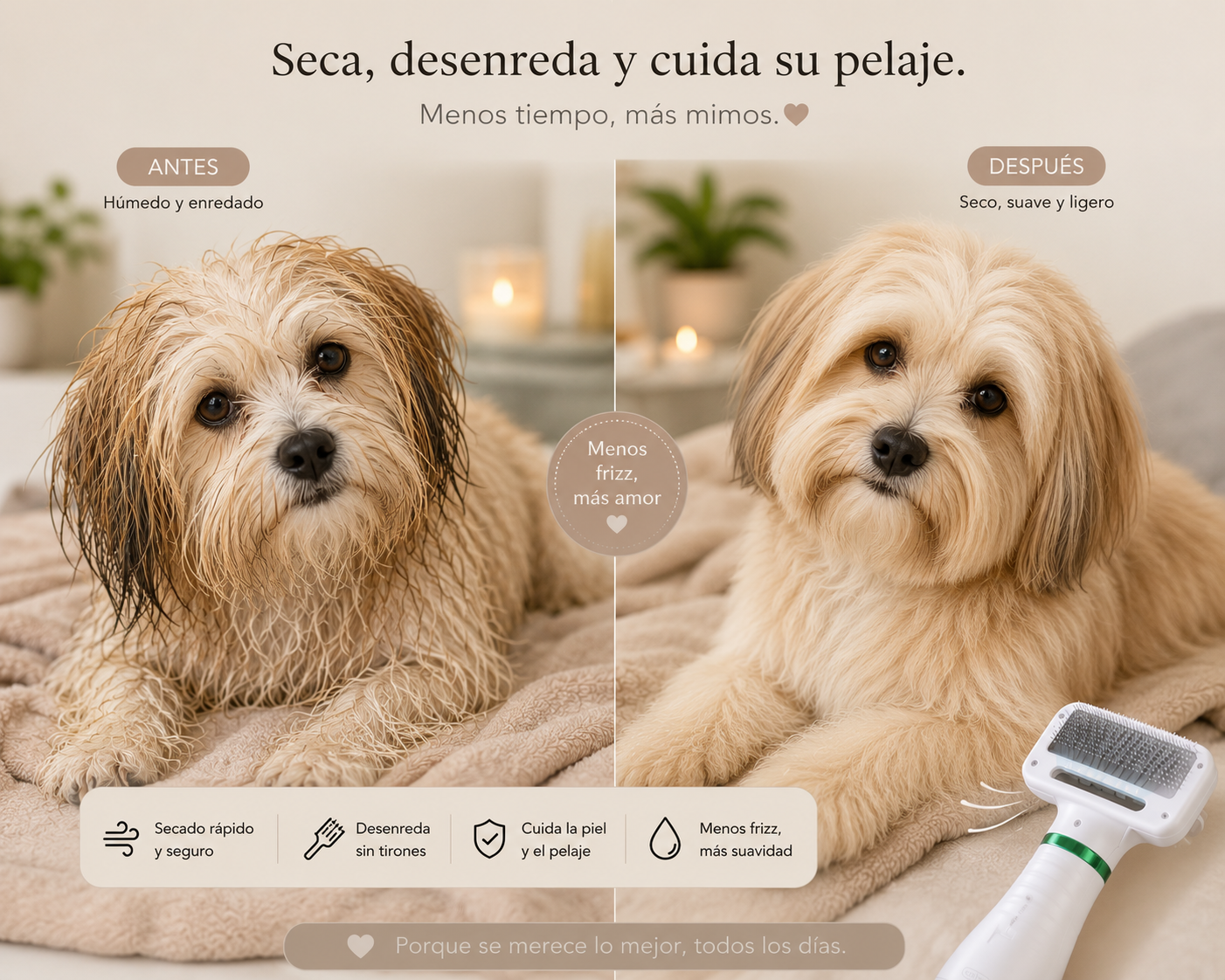PetDry Brush™ Cepillo Secador y Desenredante 2 en 1